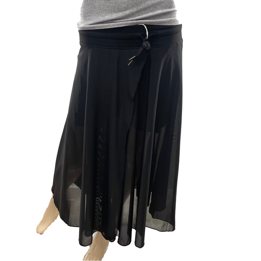HALARA - Black Sheer Midi Skirt with built in shorts- L